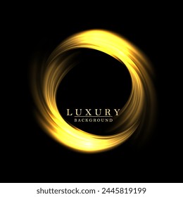 Isolated gorgeous round abstract texture frame in gold color.