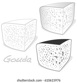 Isolated Gouda cheese  vector illustration on a white background
