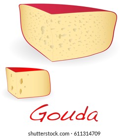 Isolated Gouda cheese  vector illustration on a white background