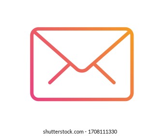 Das bunte E-Mail-Briefumschlagsymbol des isolierten Farbverlaufs orange bis rosa Vektorillustration