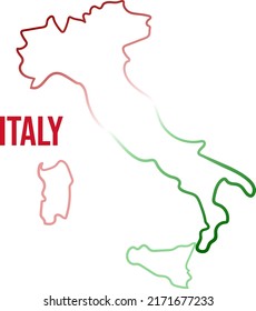 Isolated gradient outline map of Italy