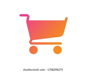 The isolated gradient pink and orange vector interface online checkout shopping cart flat icon 