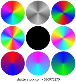 Isolated gradient rainbow circle color palette set
