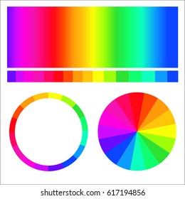 Isolated gradient rainbow circle color palette design set