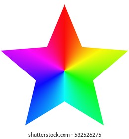 Isolated gradient rainbow pentagram star design template