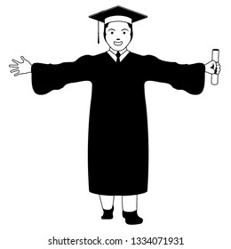 Isolated graduating man image. Vector illustration design