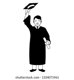 Isolated graduating man image. Vector illustration design