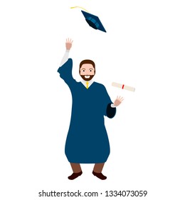 Isolated graduating man image. Vector illustration design