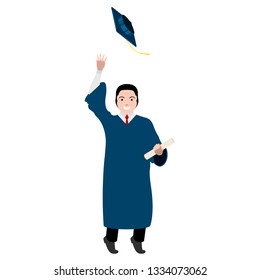 Isolated graduating man image. Vector illustration design
