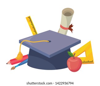 Isolated graduation cap design  vector illustration