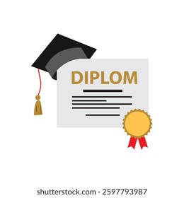 Isolated graduation cap and diploma design