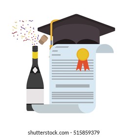 Isolated graduation cap and diploma design