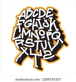 Isolated Graffiti Alphabet with yellow outline