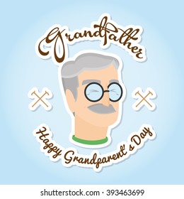 Isolated grandfather on a colored background with text
