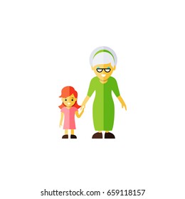 Isolated Grandma Flat Icon. Grandchild Vector Element Can Be Used For Grandma, Family, Grandchild Design Concept.