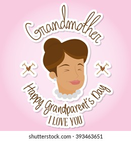 Isolated grandmother on a colored background with text