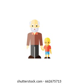 Isolated Grandpa Flat Icon. Grandson Vector Element Can Be Used For Family, Grandpa, Grandson Design Concept.