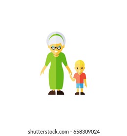 Isolated Grandson Flat Icon. Grandma Vector Element Can Be Used For Grandma, Family, Grandson Design Concept.