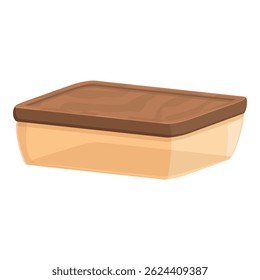 Gráfico isolado de uma caixa de pão de madeira clássica com uma tampa fechada, ideal para um design com cozinha