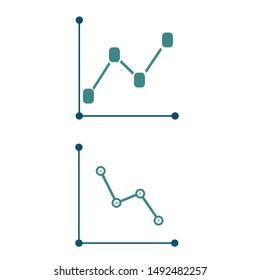 Isolated graphic design of a chart representing the ups and downs of a company's earnings through time. Vector design showing statisctics for business and financial presentations