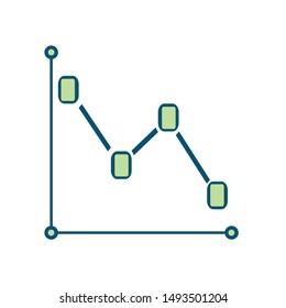 Isolated graphic design of a chart representing the ups and downs of a company´s earnings through time. Vector design showing statisctics for business and financial presentations