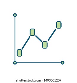 Isolated graphic design of a chart representing the ups and downs of a company´s earnings through time. Vector design showing statisctics for business and financial presentations