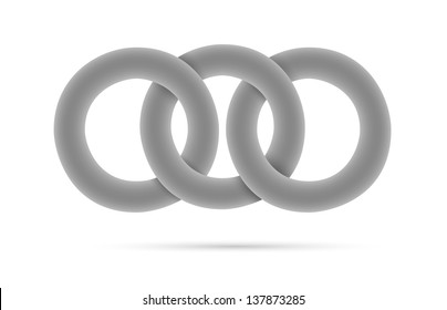 The isolated graphic element made out of three grey circles / chain
