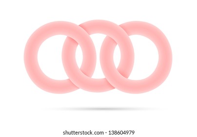 The isolated graphic element made out of three pink circles / The pink chain