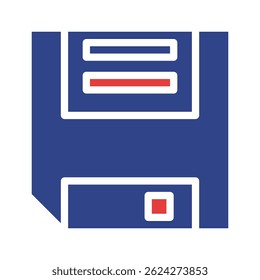 Isolated graphic of a floppy disk depicting vintage data storage technology