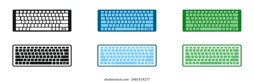 Isolated graphic illustration control device. Simple set keyboard. Modern color keyboard. Button key. Keyboard icons in vector design