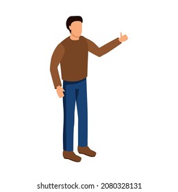 Isolated Graphic Man Illustration. Cut Out Human Object for Presentations. Vector illustration