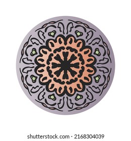 Vector gráfico aislado de Mandala multicolor. Diseño polar coloreado sobre un fondo blanco. Diseño impreso para dibujar, bordado, textil.