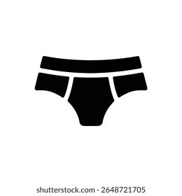 An isolated graphic shows a simple black brief icon. This minimalist undergarment, presented on a transparent background, is ideal for various visual applications and branding.
