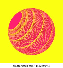 isolated graphic web sphere in pop pink on yellow