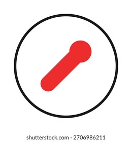 Una ilustración gráfica aislada que representa una forma abstracta roja colocada en el medio de una forma circular blanca rodeada por una línea negra. Este diseño ofrece un diseño sencillo y visual