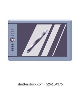 Isolated graphics tablet on white background. Gadget for drawing.