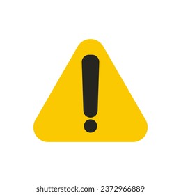 Isolated grapic element of cartoon style triangle yellow triangle yellow black exclamation mark sign for caution, warning, danger, attention please, error, warning, hazard