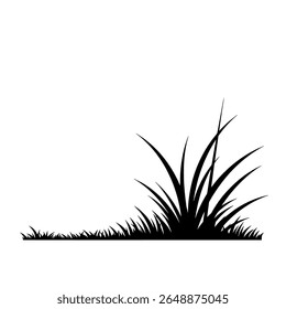 Isolated Grass Bush in Minimal Silhouette Style for Landscaping Icons and Botanical Design