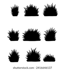 Isolated Grass on the white background. Grass silhouettes. Vector EPS 10