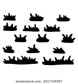 Isolated Grass on the white background. Grass silhouettes. Vector EPS 10	