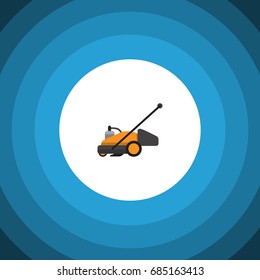 Isolated Grass-Cutter Flat Icon. Lawn Mower Vector Element Can Be Used For Lawn, Mower, Cutter Design Concept.