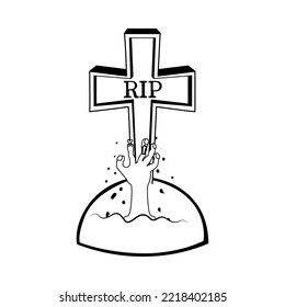 Isolated grave draw hallowen vector illustration
