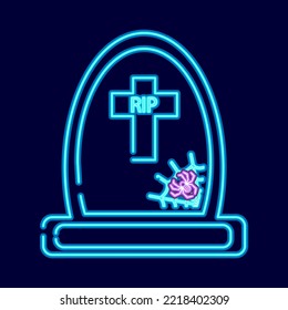 Isolated grave neon hallowen vector illustration