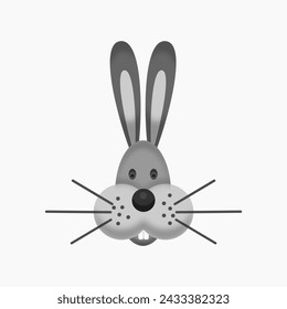 Isolated gray 2D cartoon Easter bunny icon for a Happy Easter. Fully editable EPS vector.