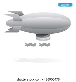 Isolated gray airship on a white background.