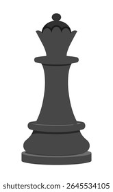 Isolated Gray Chess Queen Piece on White Background in Flat Vector Design