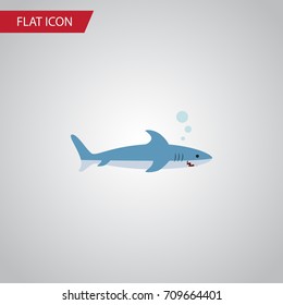 Isolated Gray Fish Flat Icon. Shark Vector Element Can Be Used For Shark, Gray, Fish Design Concept.