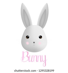 Isolated gray rabbit on white background. Vector illustration.