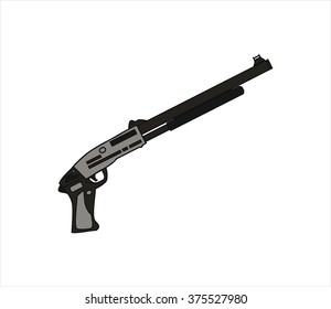 isolated gray rifle, cartoon vector