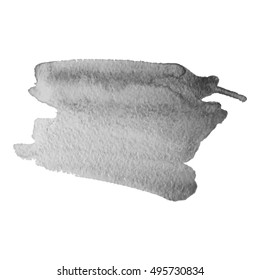 Isolated grayscale watercolor brushstroke scribbles, on white background. Grunge elements for your design